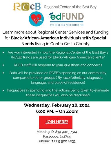 Learn more about Regional Center Services and funding for Black/African-American individuals with Special  Needs living in Contra Costa County