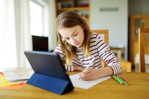 Student working at home