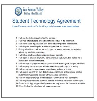 Upper Elementary Student Tech Agreement