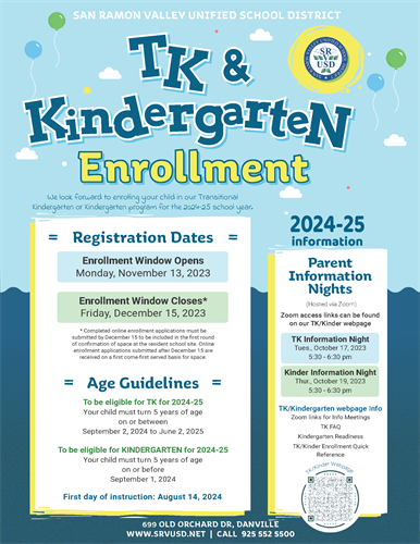 24-25 TK and Kindergarten Enrollment Information